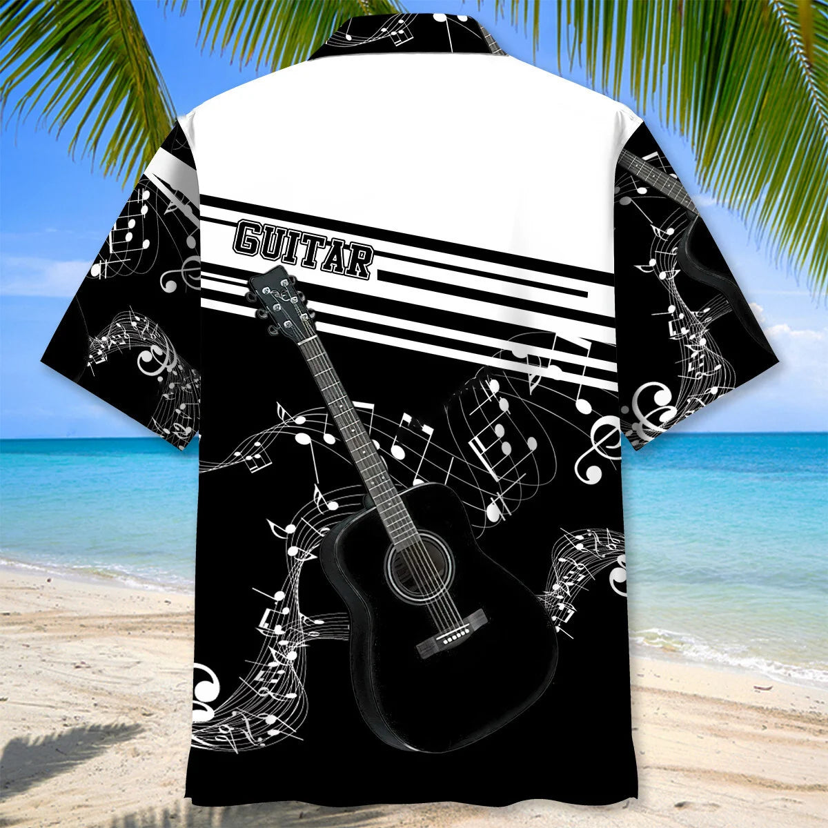 Guitar Black and White Hawaiian Shirt