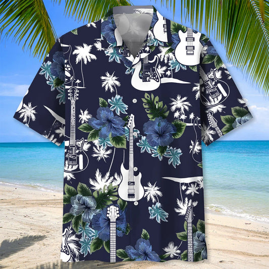Guitar Blue Nature Hawaiian Shirt - S - hawaiian shirt