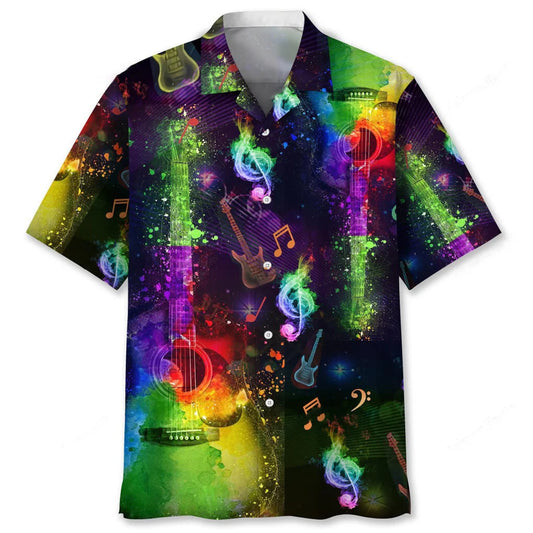 Guitar Color Hawaiian Shirt - S - hawaiian shirt