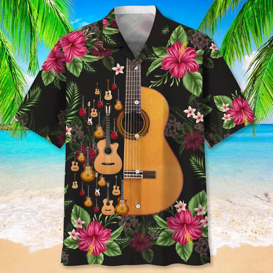 Guitar Nature Tropical Hawaiian Shirt - S - hawaiian shirt
