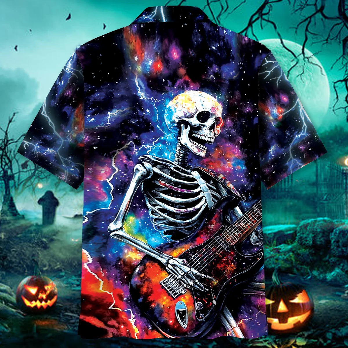 Guitar Skull Lightning Hawaiian Shirt