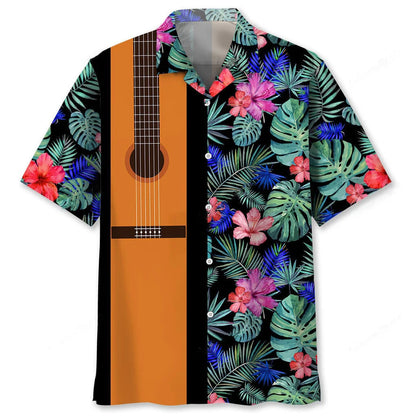 Guitar Tropical Hawaii Hawaiian Shirt