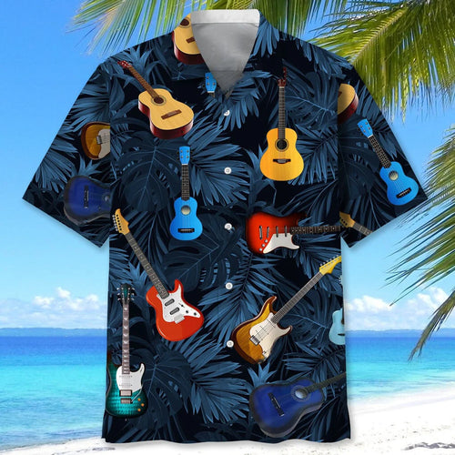Guitar Tropical Hawaiian Shirt - M - hawaiian shirt