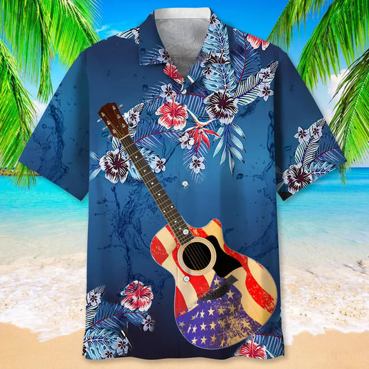 Guitar Usa Hawaiian Shirt - M - hawaiian shirt