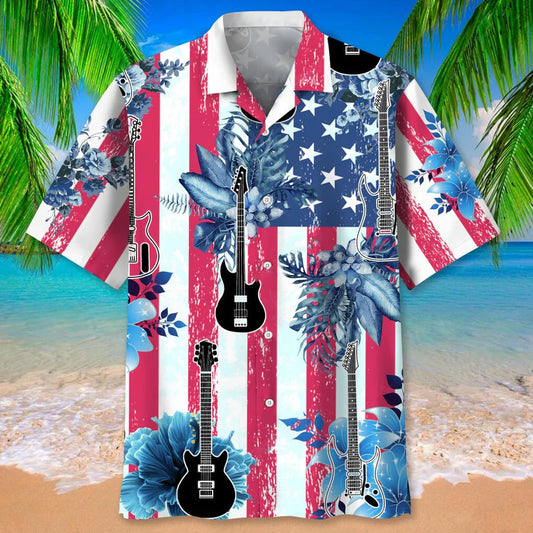 Guitar Usa Nature Hawaiian Shirt - S - hawaiian shirt