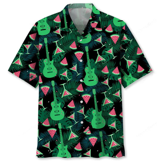 Guitar Watermelon Hawaiian Shirt - S - hawaiian shirt