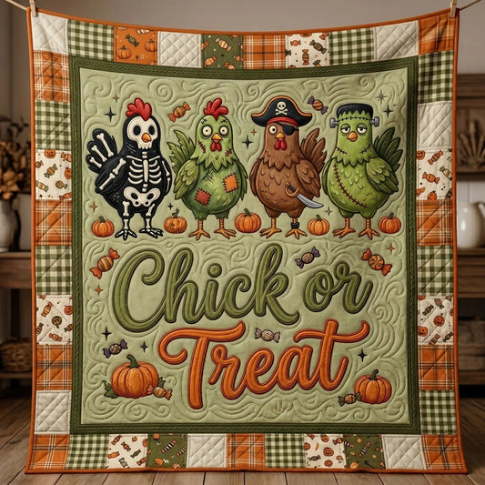Halloween Chickens Trick Or Treat Quilt Blanket