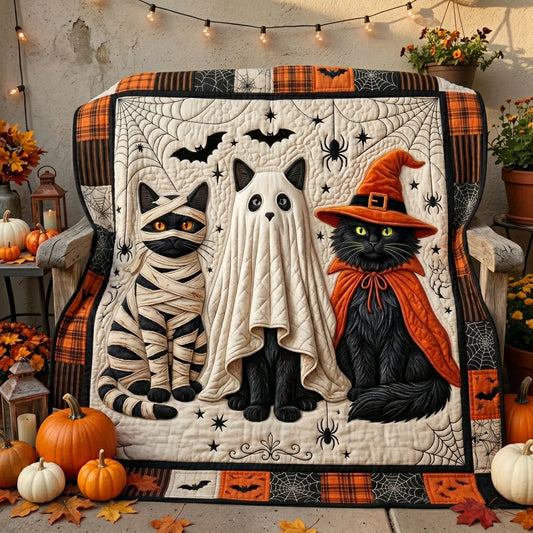 Halloween Costume Cats Quilt Blanket