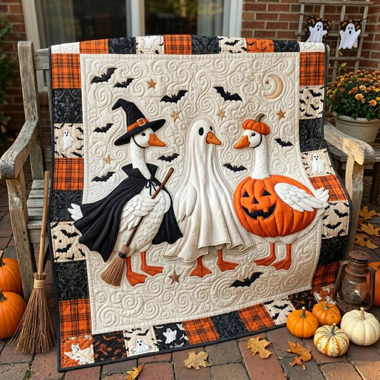 Halloween Goose Trio Quilt Blanket