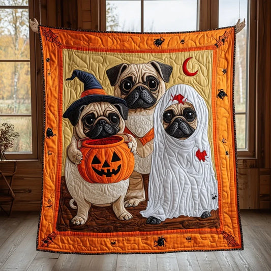 Halloween Pugs Quilt Blanket