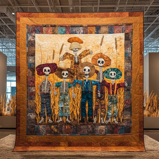Halloween Skeleton Scarecrow Quilt Blanket