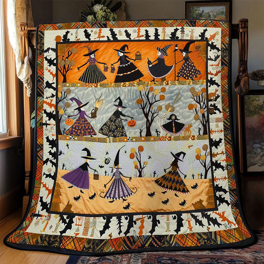 Halloween Witches' Bonfire Ritual Quilt Blanket