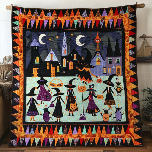 Halloween Witches' Crescent Moon Fest Quilt Blanket