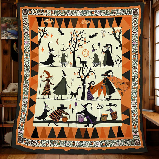 Halloween Witches' Forest Feast Quilt Blanket