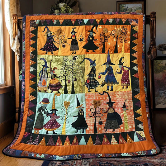 Halloween Witches' Magical Night Quilt Blanket