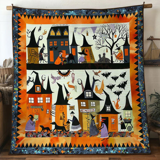 Halloween Witches' Secret Meeting Quilt Blanket