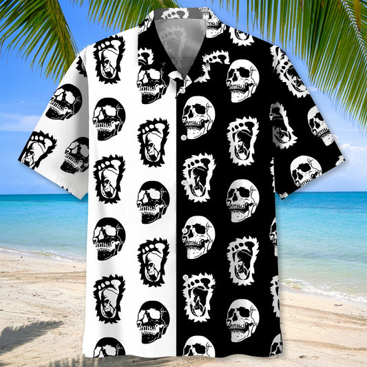 Halloween Bigfoot Silhouette Skull Hawaiian Shirt - S - hawaiian shirt