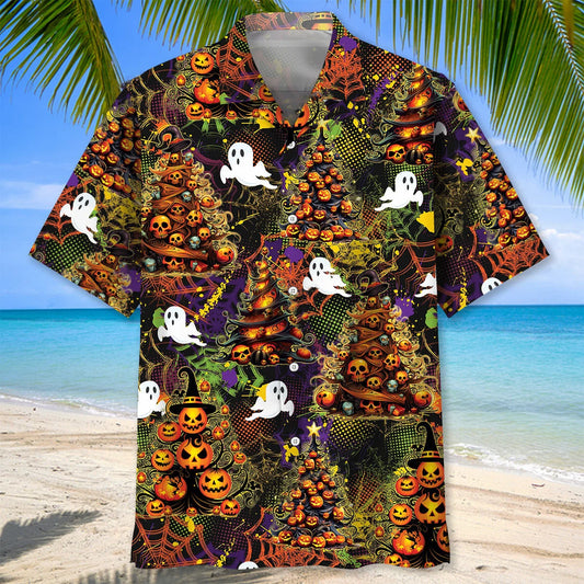 Halloween Christmas Tree Hawaiian Shirt - S - hawaiian shirt