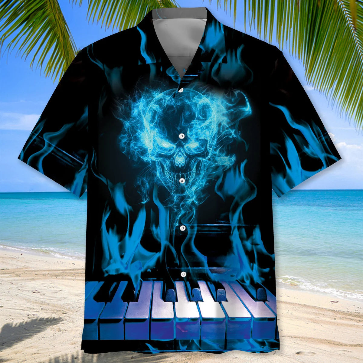Halloween Skull Piano Hawaiian Shirt