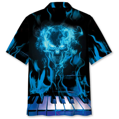 Halloween Skull Piano Hawaiian Shirt