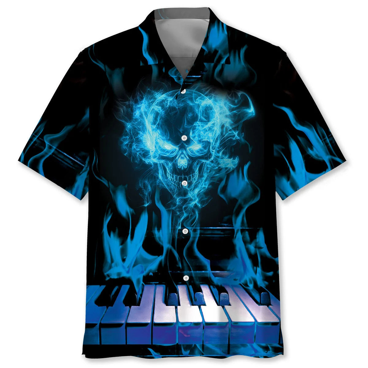 Halloween Skull Piano Hawaiian Shirt