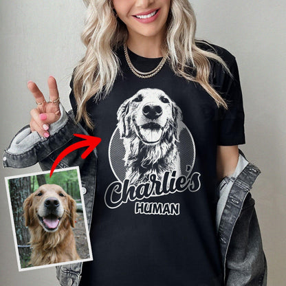 Hand Drawn Dog Face T-Shirt by Real Artisan, custom pet portrait gift for pet lovers (view 8)