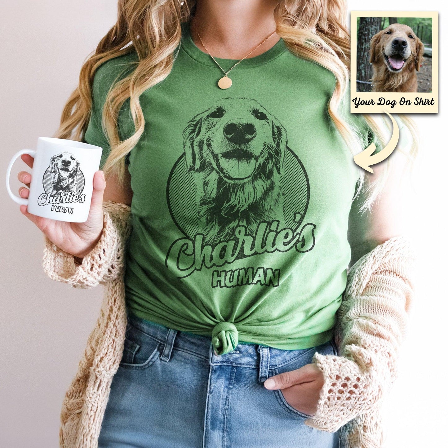 Hand Drawn Dog Face T-Shirt by Real Artisan, custom pet portrait gift for pet lovers (view 14)