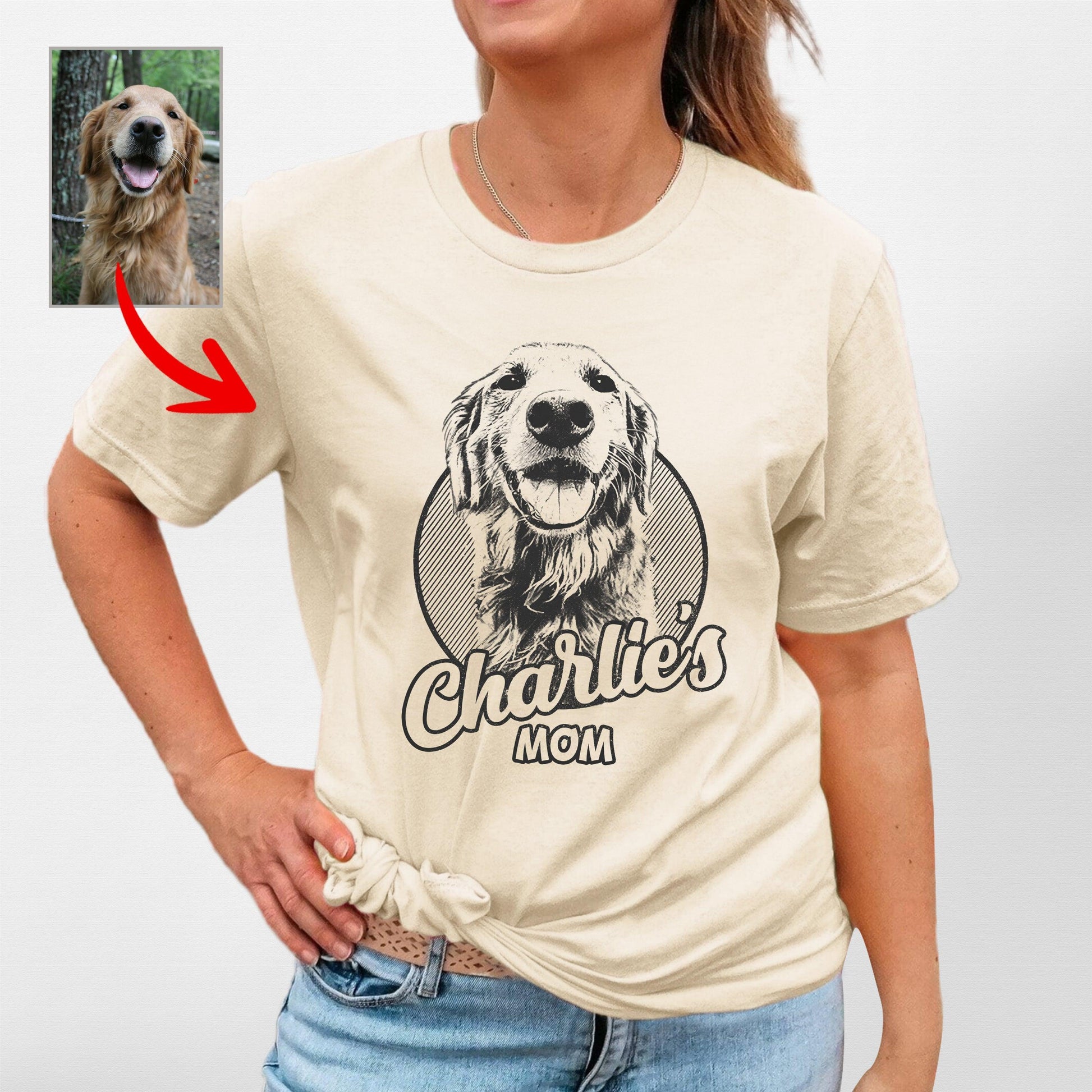 Hand Drawn Dog Face T-Shirt by Real Artisan, custom pet portrait gift for pet lovers (view 15)