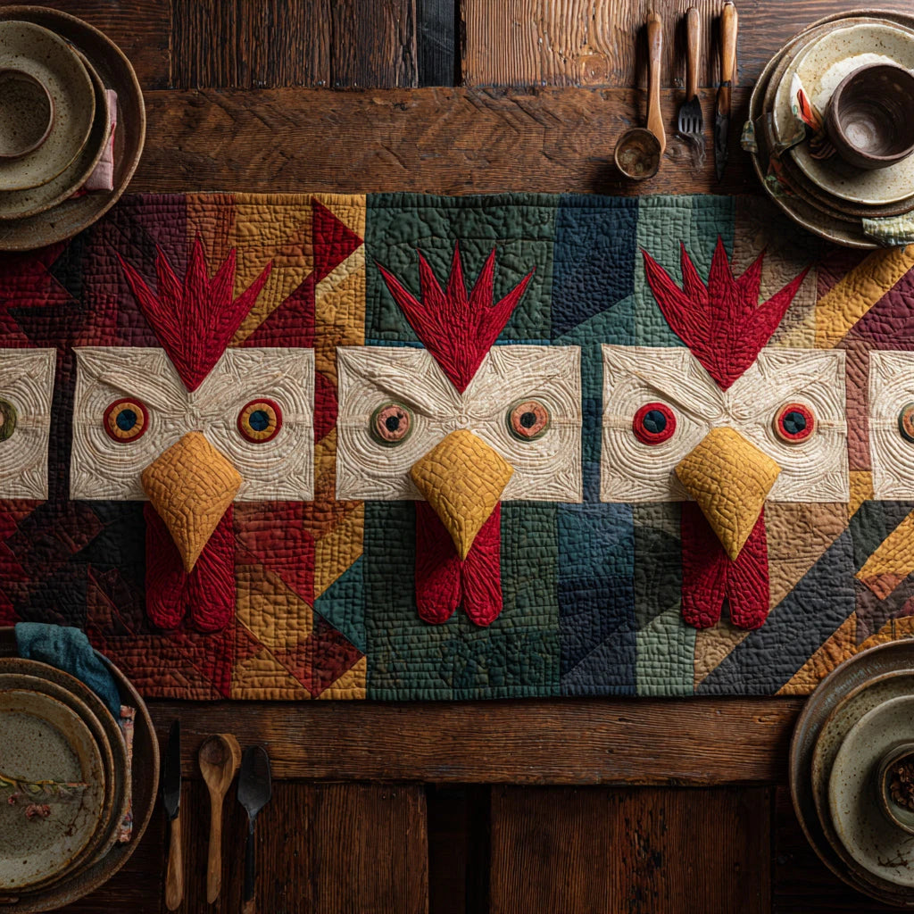 Happy Chicken Quilted Table Runner