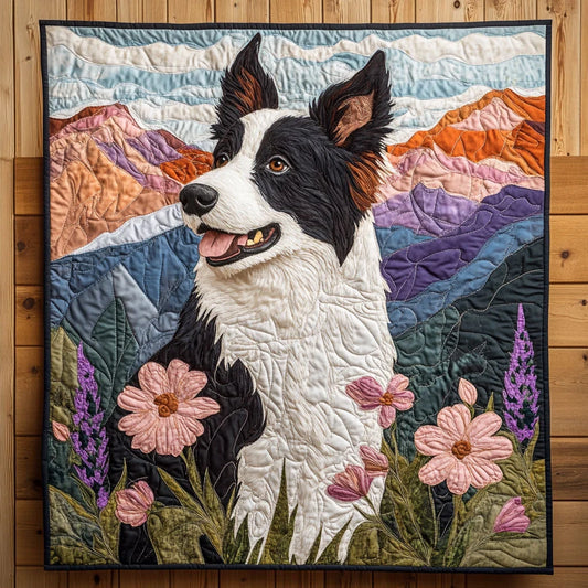 Happy Collie Quilt Blanket