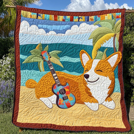 Happy Corgi Day Quilt Blanket