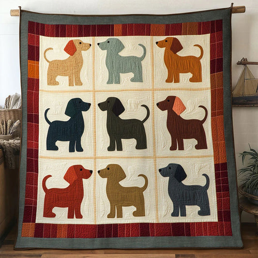 Happy Dachshund Quilt Blanket