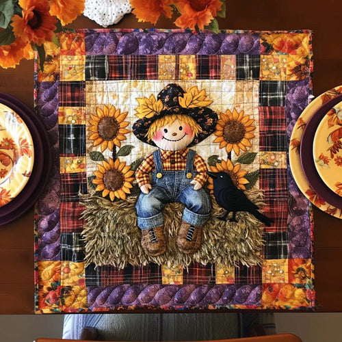 Happy Fall Scarecrow Quilted Table Topper