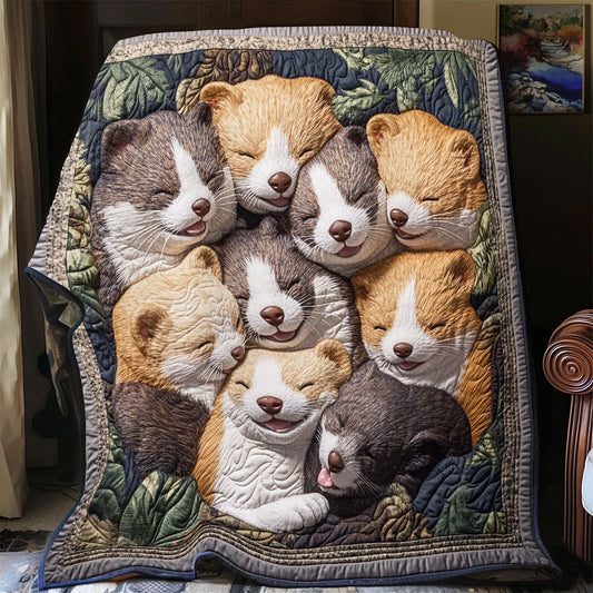 Happy Ferrets Quilt Blanket