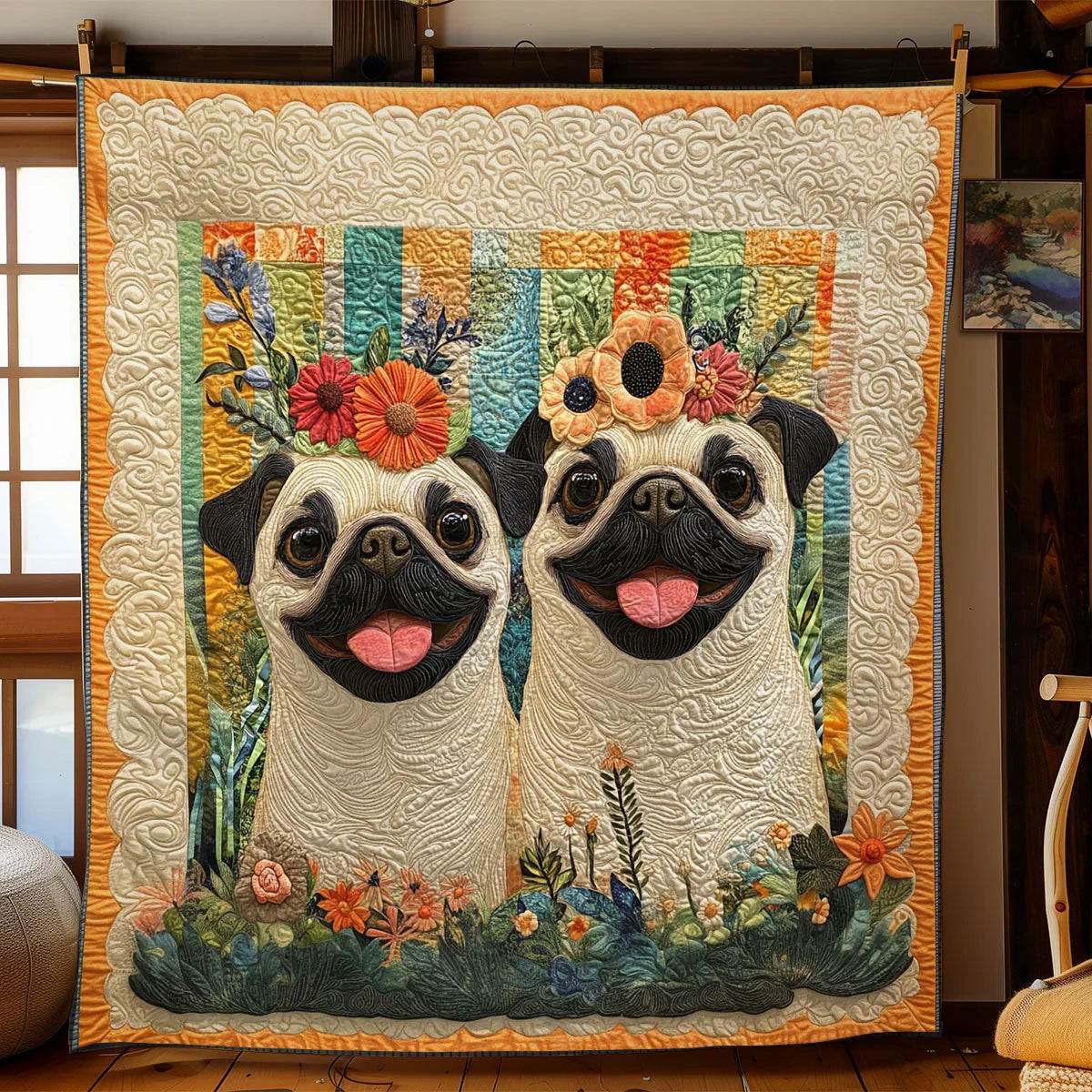 Happy Flower Ring Quilt Blanket