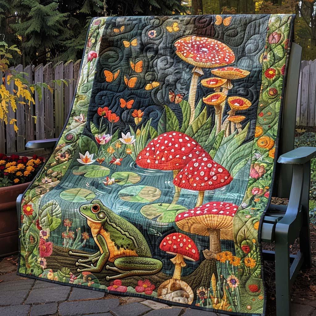 Happy Frog Quilt Blanket - Quilted Blanket by OtterMia
