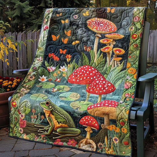 Happy Frog Quilt Blanket - Quilted Blanket by OtterMia