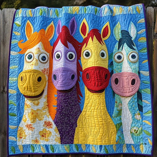 Happy Gallop Quilt Blanket - Quilted Blanket by OtterMia