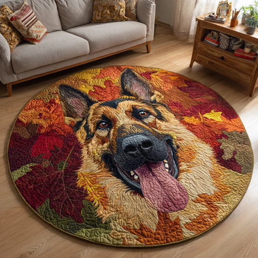 Happy German Shepherd Quilted Round Mat