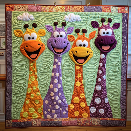 Happy Giraffe Quilt Blanket - Quilted Blanket by OtterMia