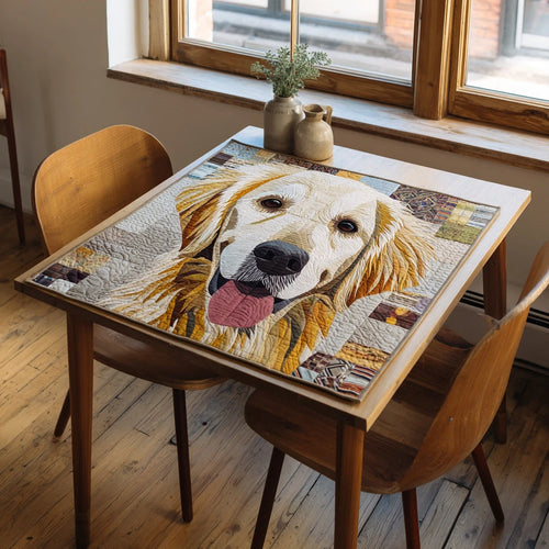 Happy Golden Retriever Quilted Table Topper