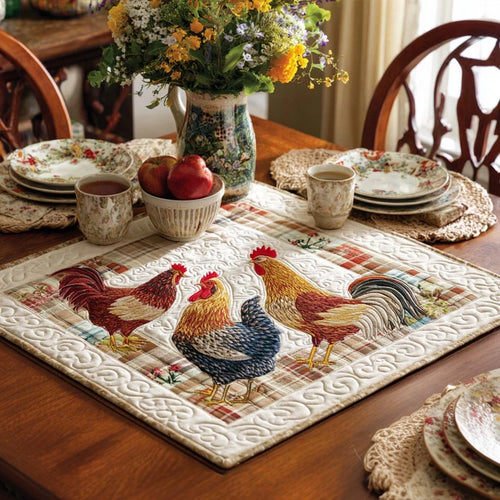 Happy Henhouse Quilted Table Topper