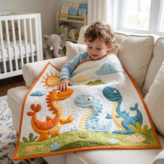 Happy Herbivore Quilt Blanket - Quilted Blanket by OtterMia