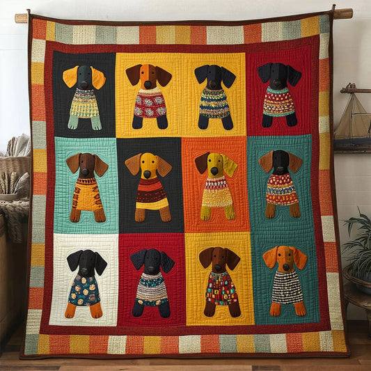 Happy Patch Dachshund Quilt Blanket