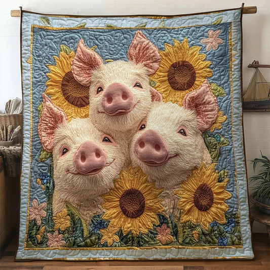 Happy Pig Quilt Blanket
