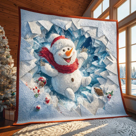 Happy Snowman Quilt Blanket