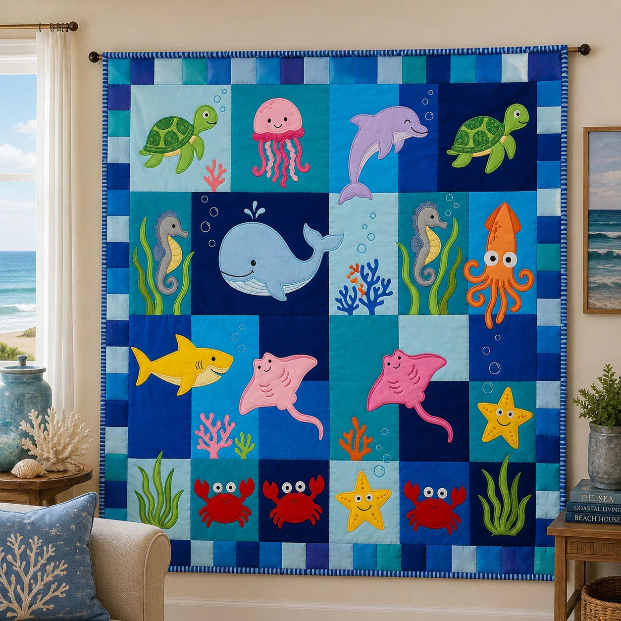 Happy Splash Quilt Blanket - Quilted Blanket by OtterMia