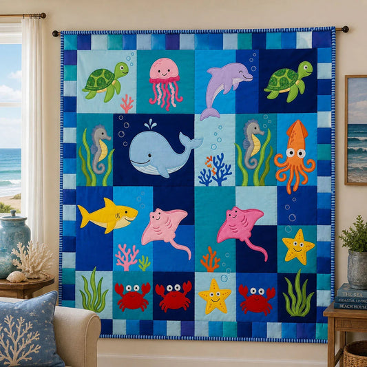 Happy Splash Quilt Blanket - Quilted Blanket by OtterMia