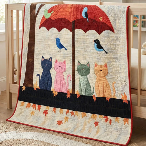 Happy Whiskers Quilt Blanket - Quilted Blanket by OtterMia