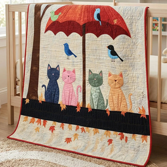 Happy Whiskers Quilt Blanket - Quilted Blanket by OtterMia